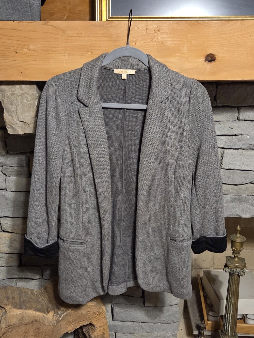 Skies Are Blue Women's Gray Open-Front Blazer Jacket